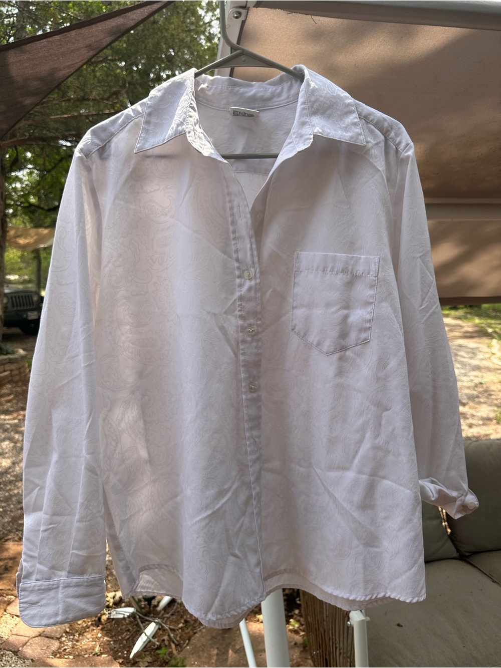 Vintage Allison Daley White Paisley Button-Down Shirt